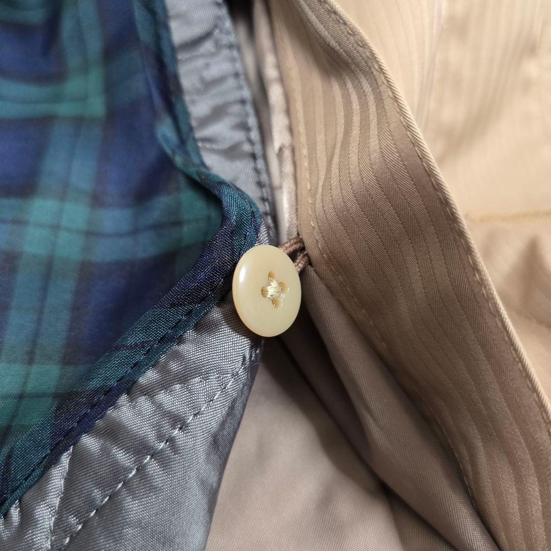 極美品 ジェイプレス ステンカラーコート ライナー付 ピンストライプ ベージュM