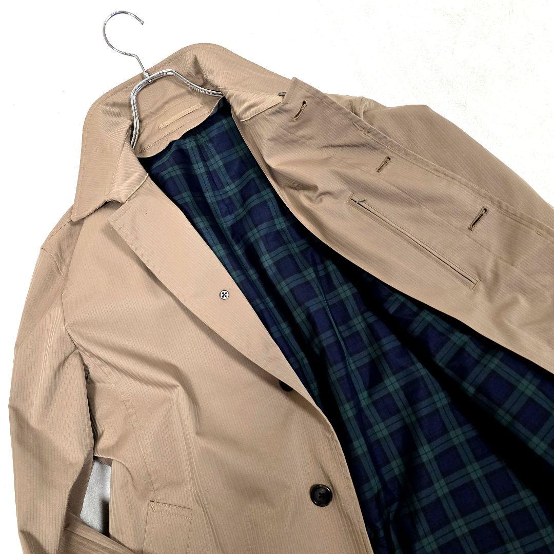 極美品 ジェイプレス ステンカラーコート ライナー付 ピンストライプ ベージュM