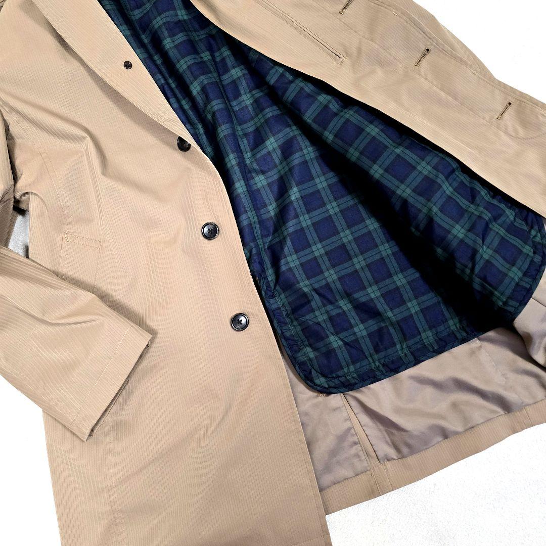 極美品 ジェイプレス ステンカラーコート ライナー付 ピンストライプ ベージュM
