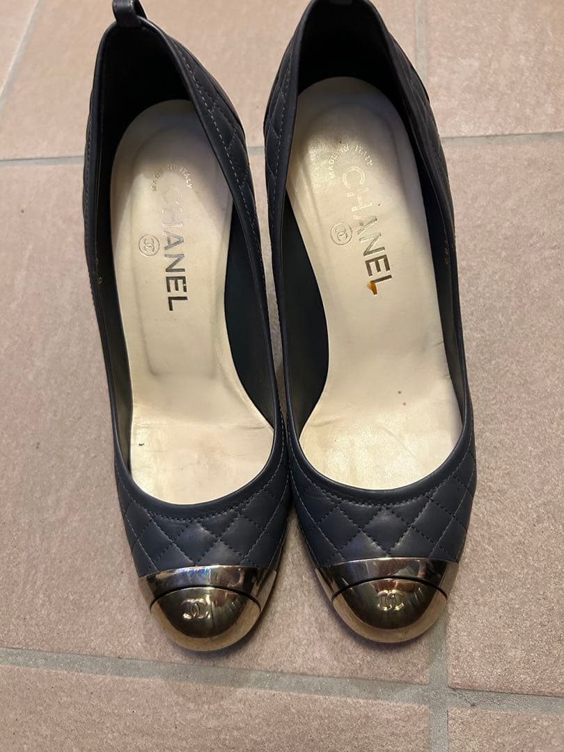 CHANEL ネイビー ハイヒール パンプス