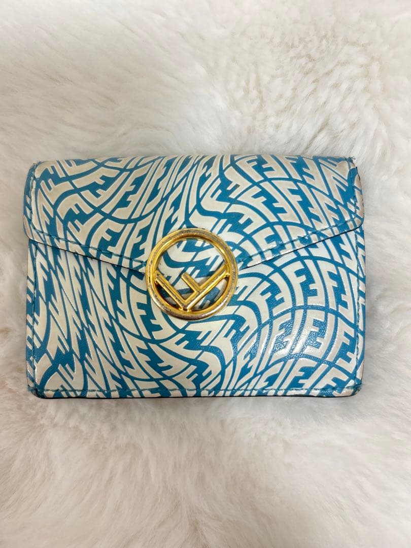 FENDI フェンディ 三つ折り財布 FFヴェルティゴ ブルー