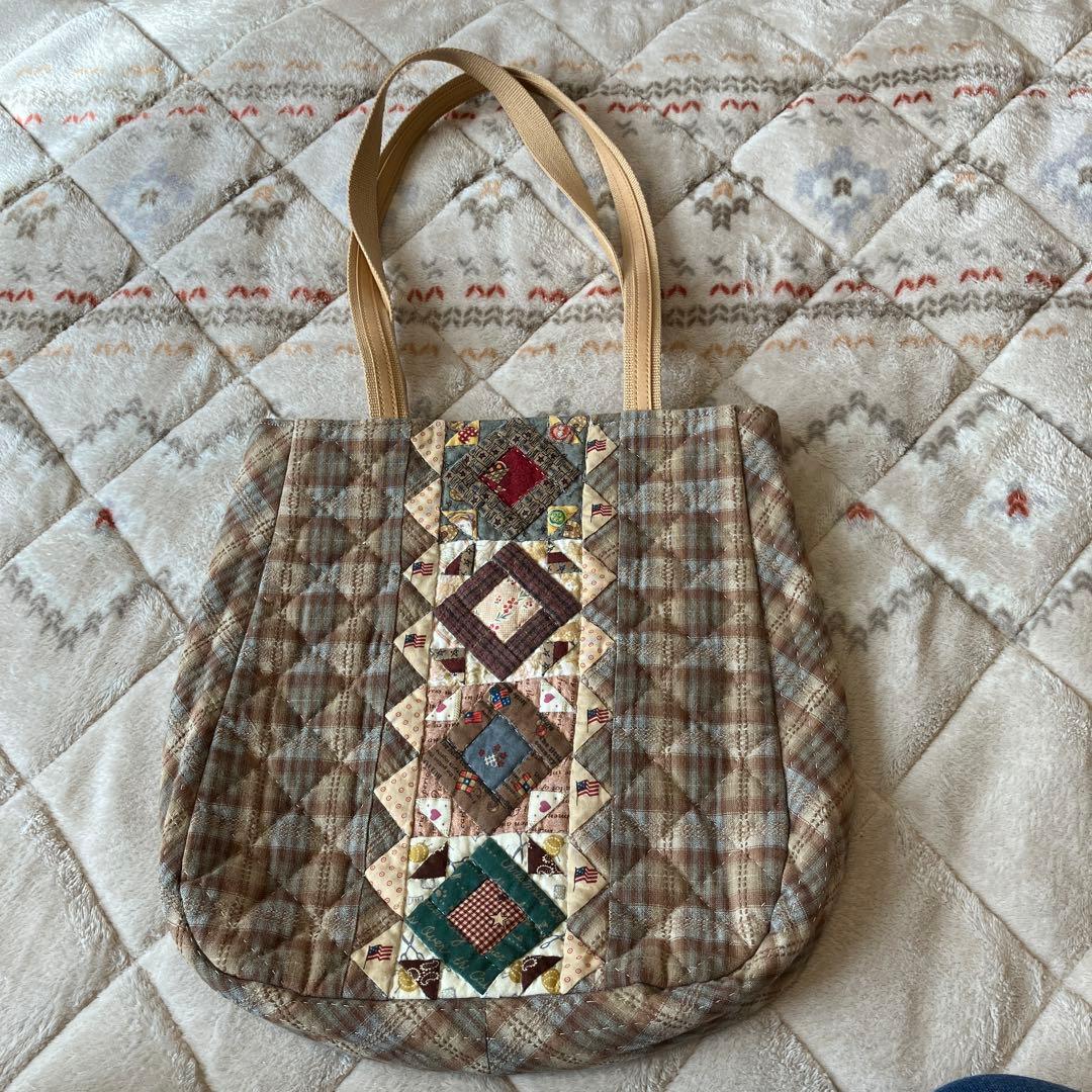 キルティングパッチワークトートバッグ