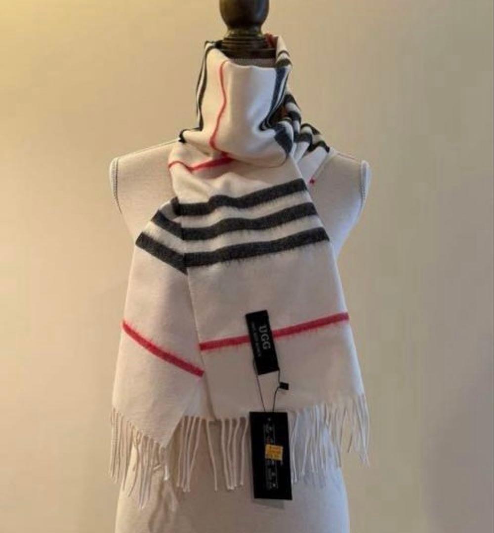 UGG アルパカ　マフラー　プレゼント　新品　アグ　ホワイト　白　ブラック　黒