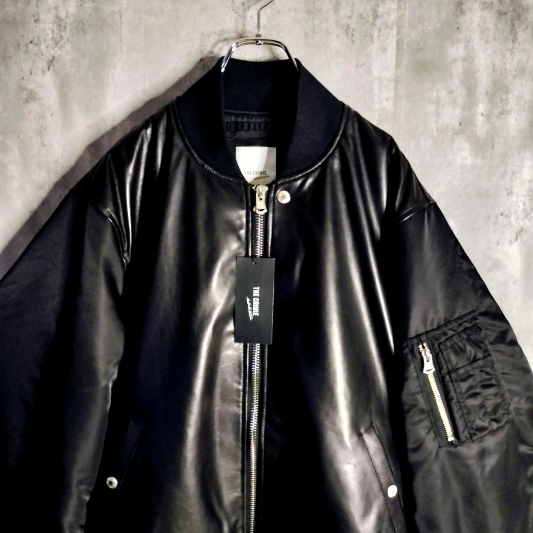 新品タグ★クライミー 羊革 ナイロン切替 MA-1 レザーボンバージャケット L