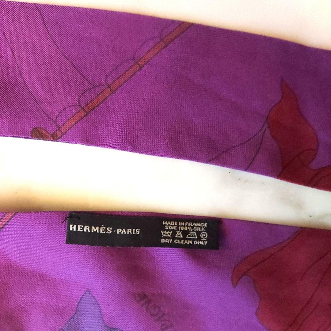 お値打ち HERMES 赤紫 青系 エルメス ツイリー スカーフ 2本
