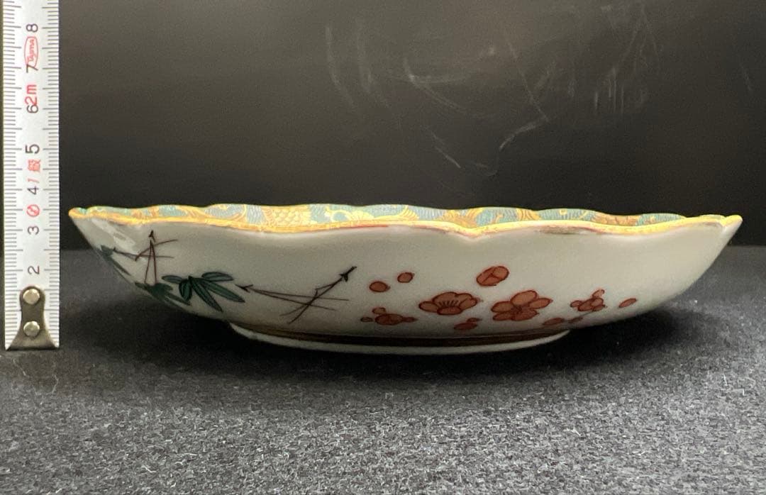 明治初期　九谷焼　極上青粒　10枚　木箱付　東Y7-1219☆1F