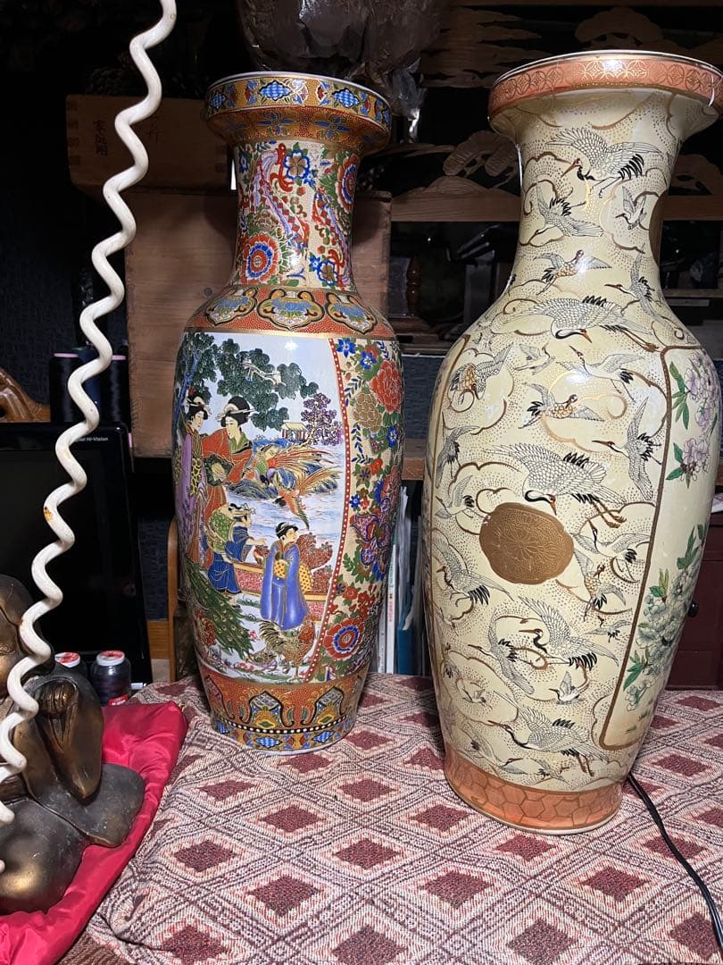 shota 薩摩焼 飾り大壺 60cm 金彩色絵 、豪華爛漫 美人図画 、