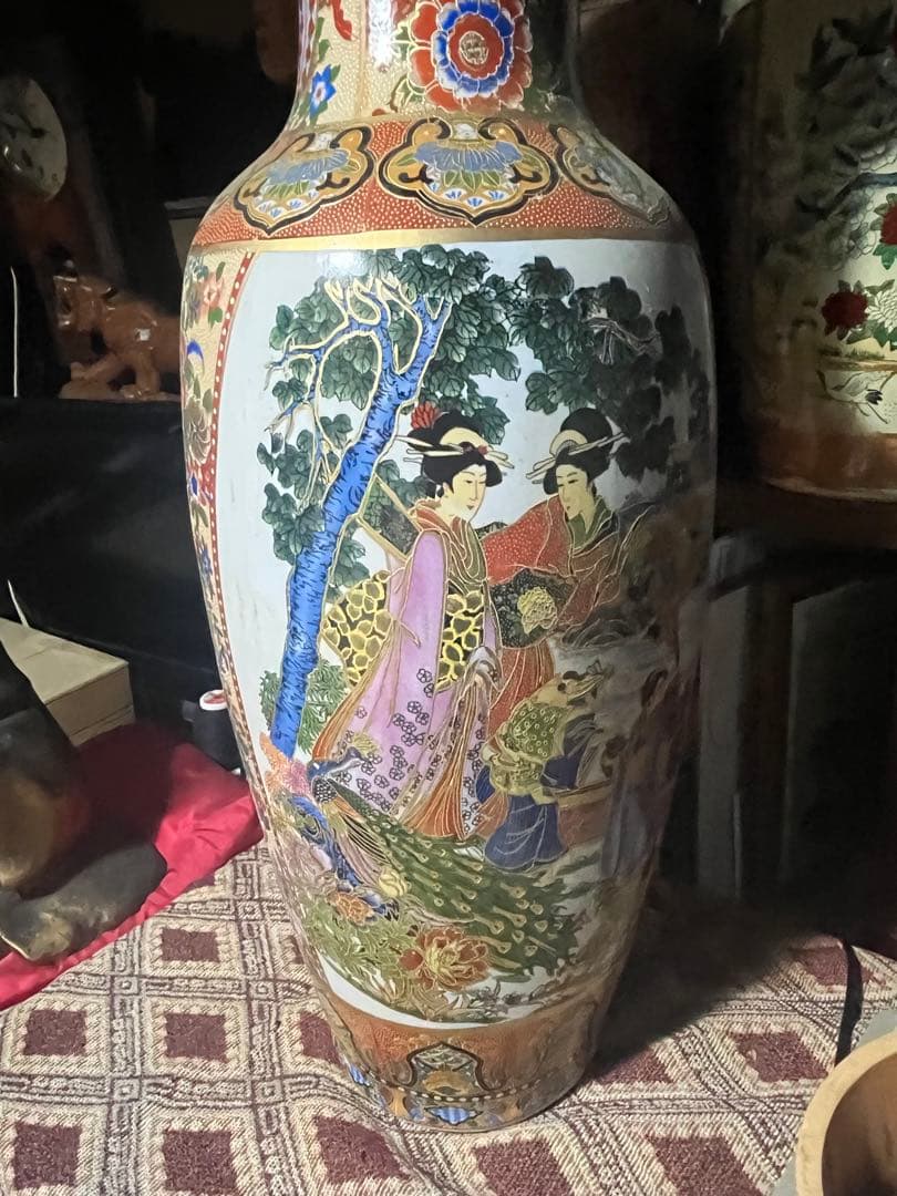 shota 薩摩焼 飾り大壺 60cm 金彩色絵 、豪華爛漫 美人図画 、