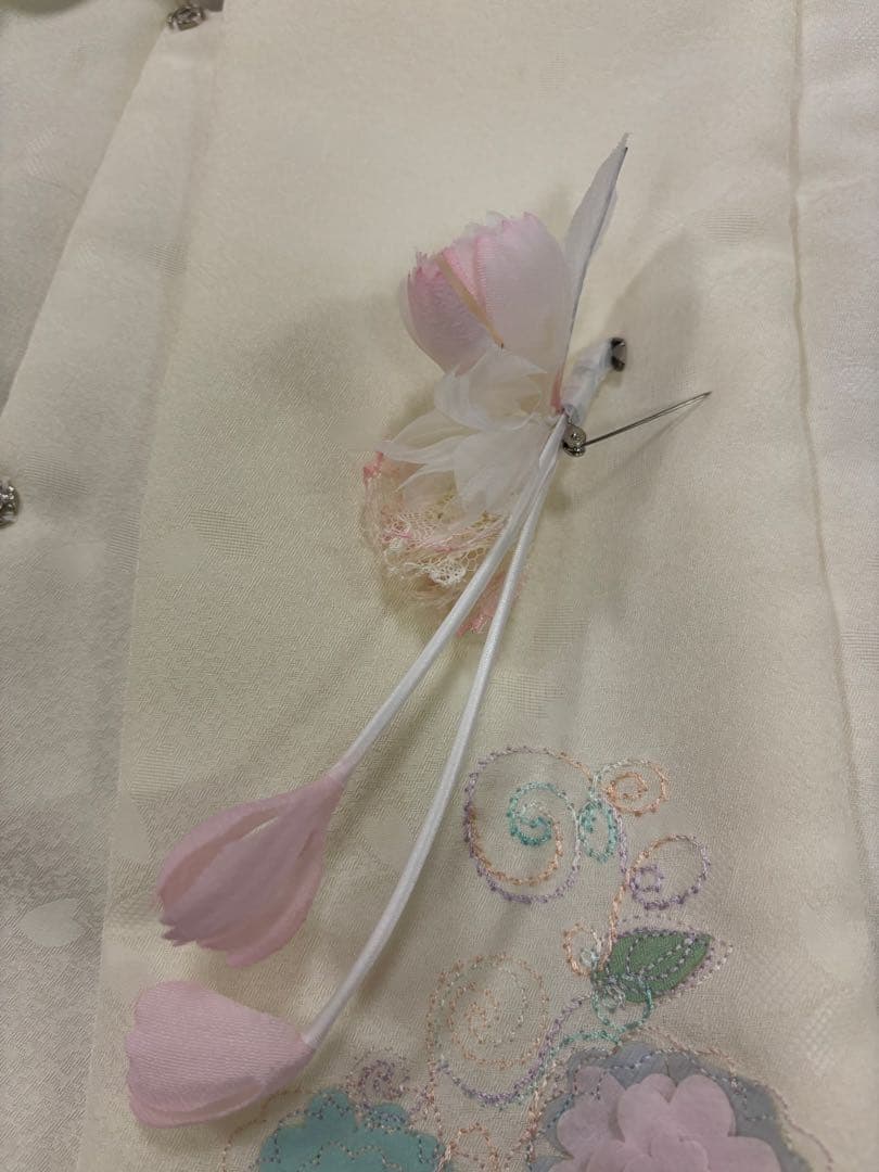 七五三　3歳女の子　着物と被布　ひさかたろまん　薔薇と秋桜　ラインストーン　新品