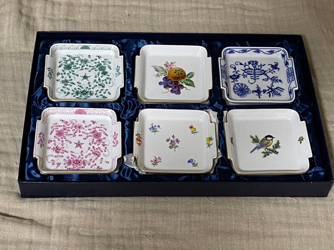 マイセン　角トレー　ディッシュ　6枚入　箱入り 10×11ｃｍ　✖️ 6