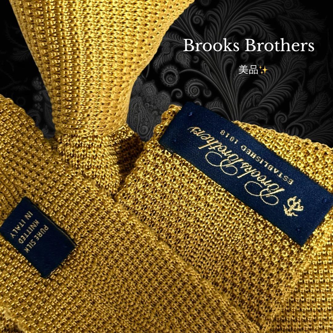 Brooks Brothers ネクタイ スクエア ゴールド系 ロゴ柄