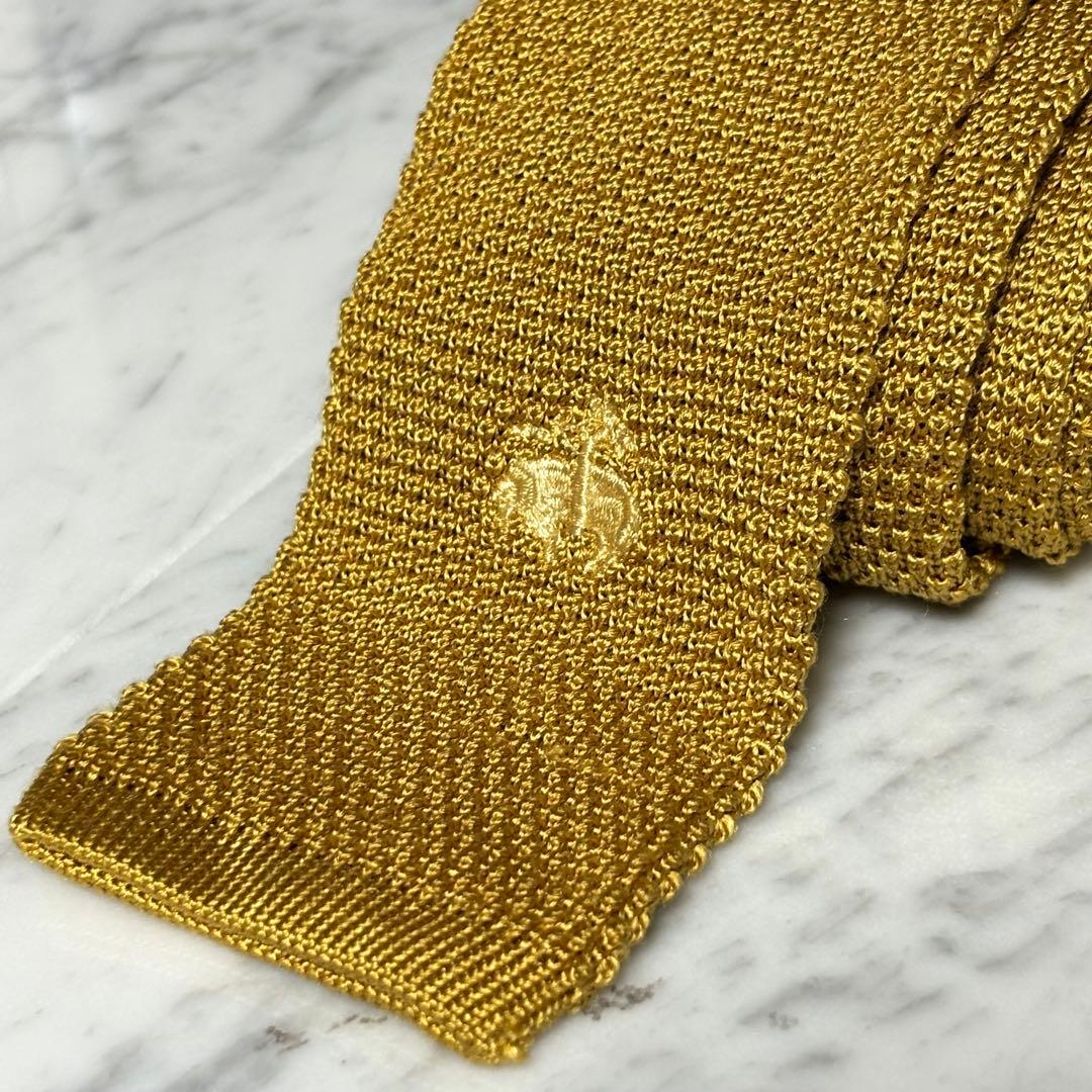 Brooks Brothers ネクタイ スクエア ゴールド系 ロゴ柄