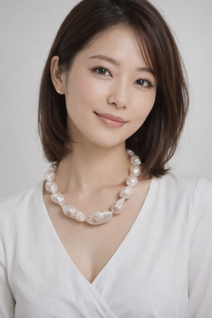 オイスターパールネックレス淡水有核パールネックレスNO25-2546