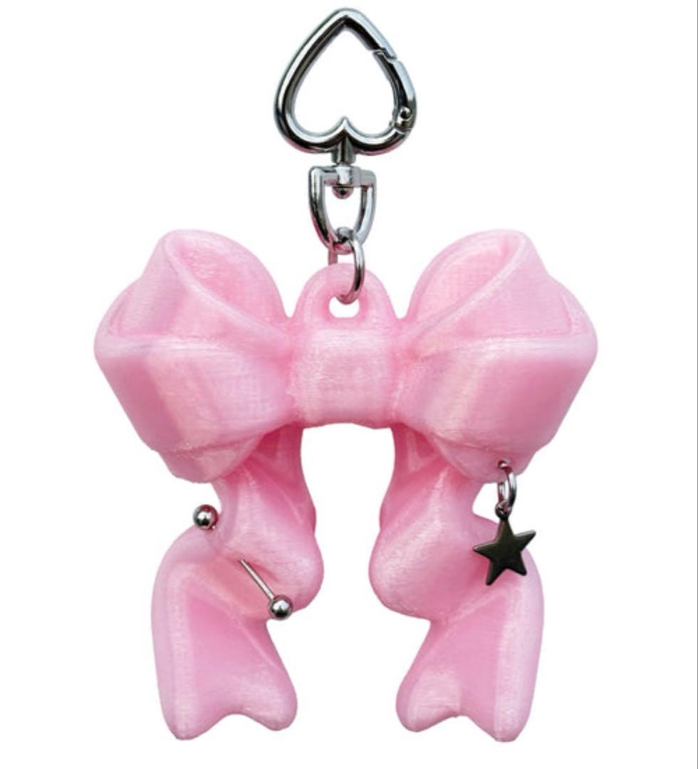 【新品未使用】JIMI リボンバームキーチェーン　クリアピンク
