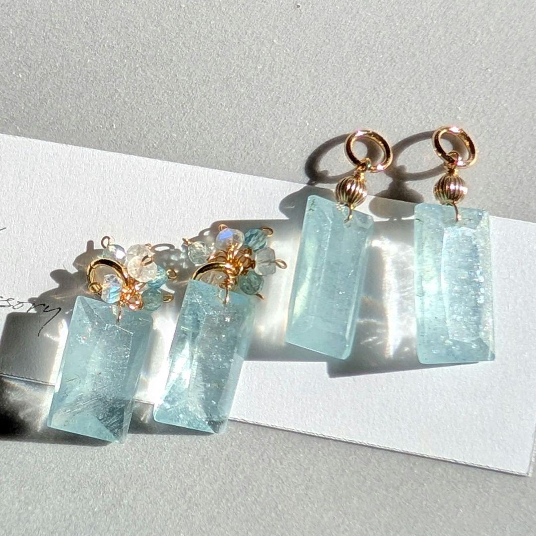 アイリスアゲート オパール ピアス