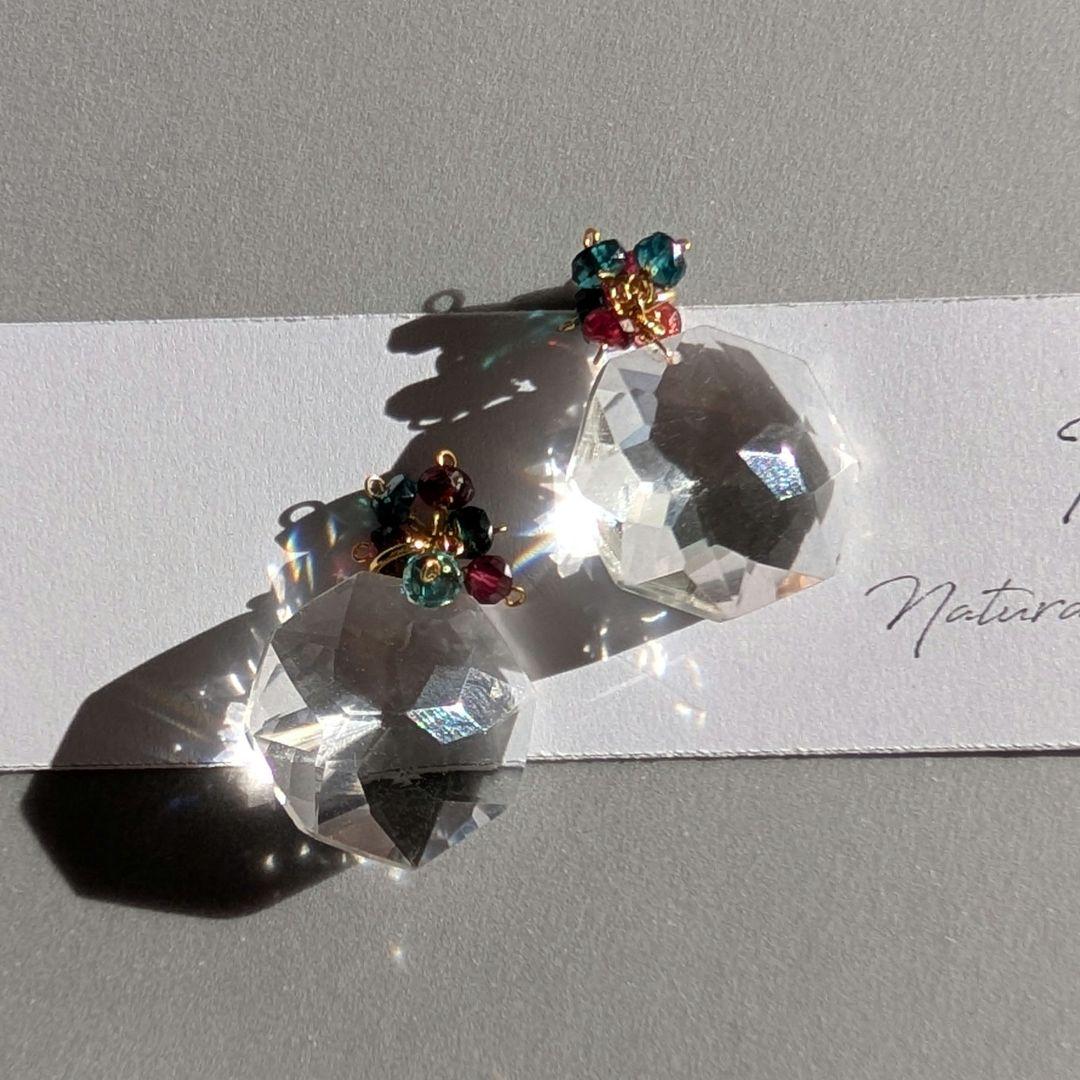 アイリスアゲート オパール ピアス