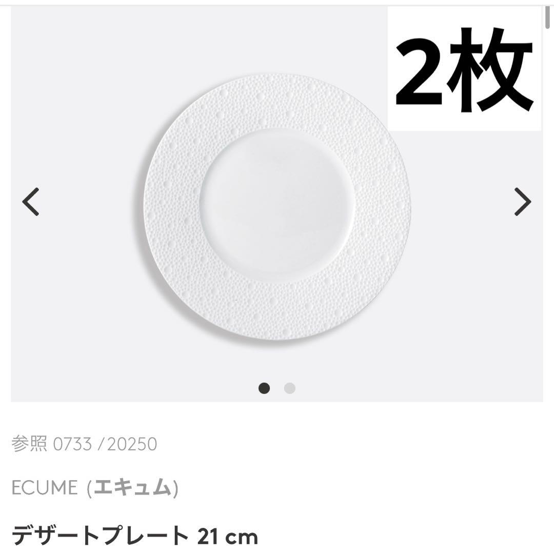新品未使用 BERNARDAUD エキュム プレート ホワイト 2枚組