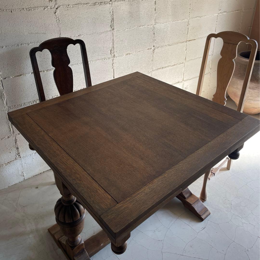 アンティーク　英国　ドローリーフテーブル　オーク材　伸長式　エクステンション