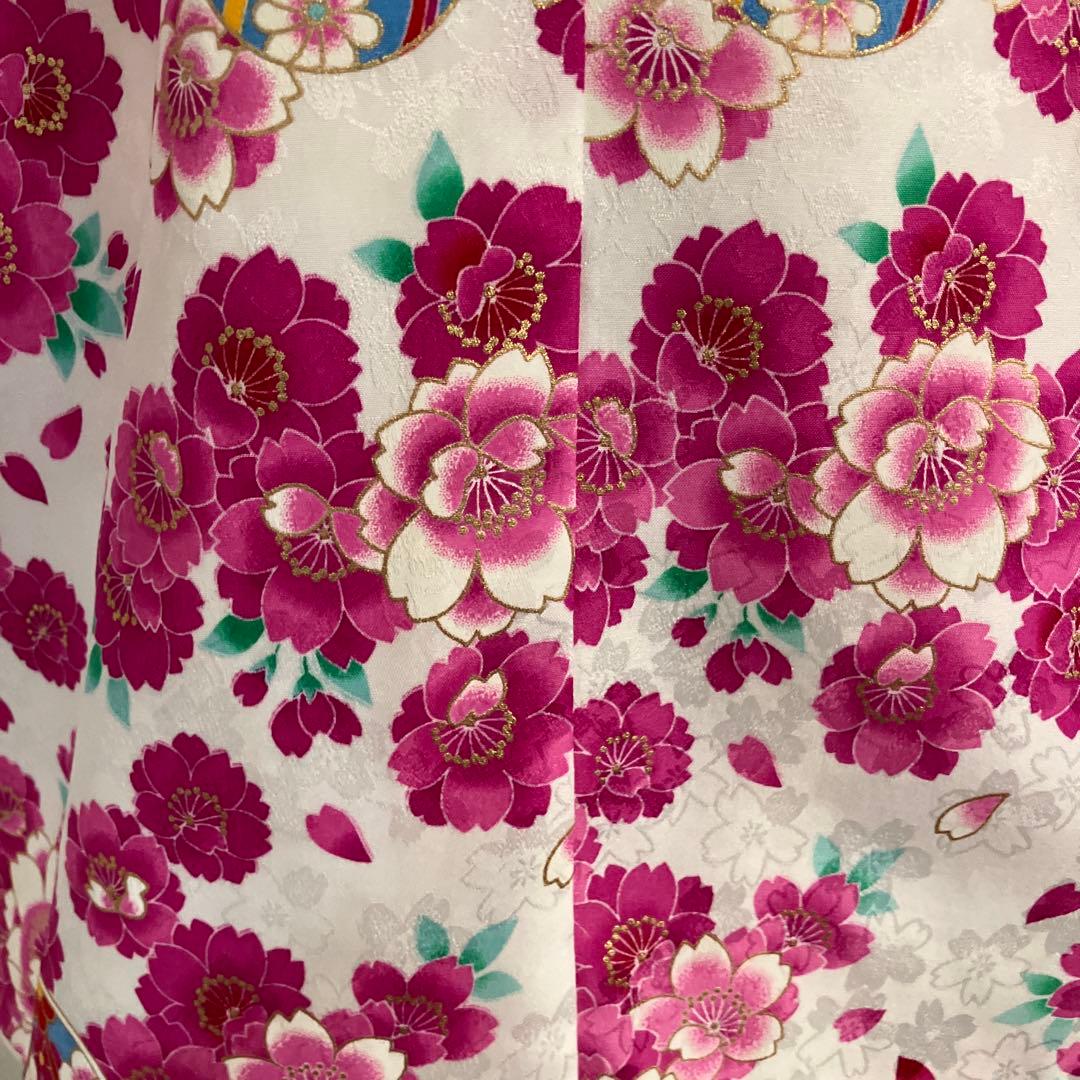 七五三用 花柄衣装 ピンクと白