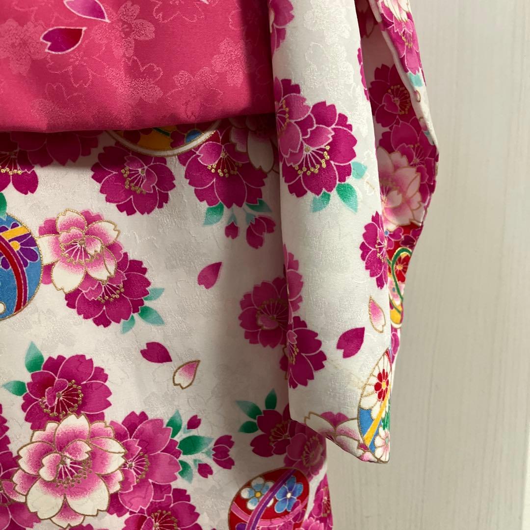 七五三用 花柄衣装 ピンクと白