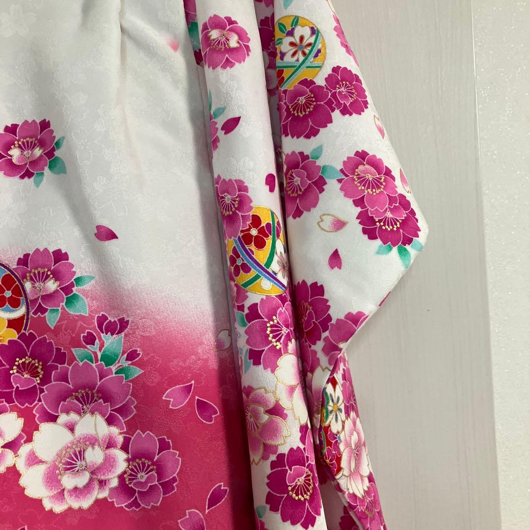 七五三用 花柄衣装 ピンクと白