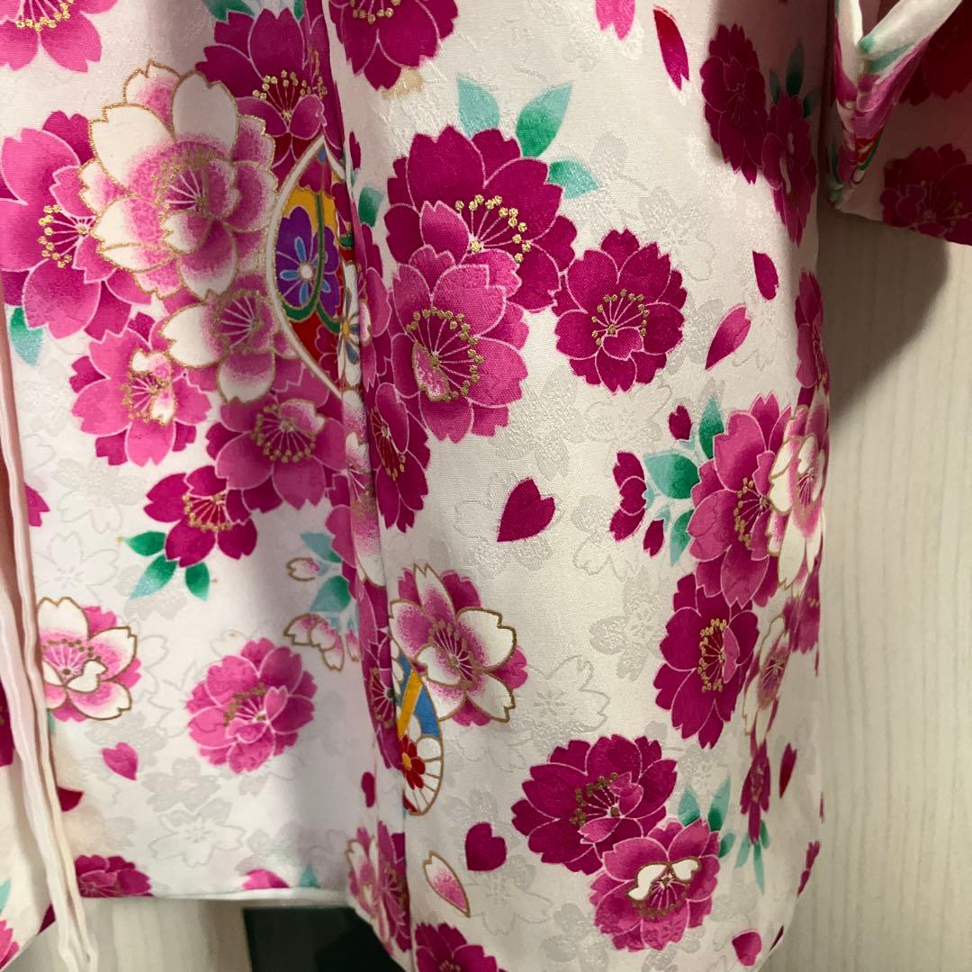 七五三用 花柄衣装 ピンクと白