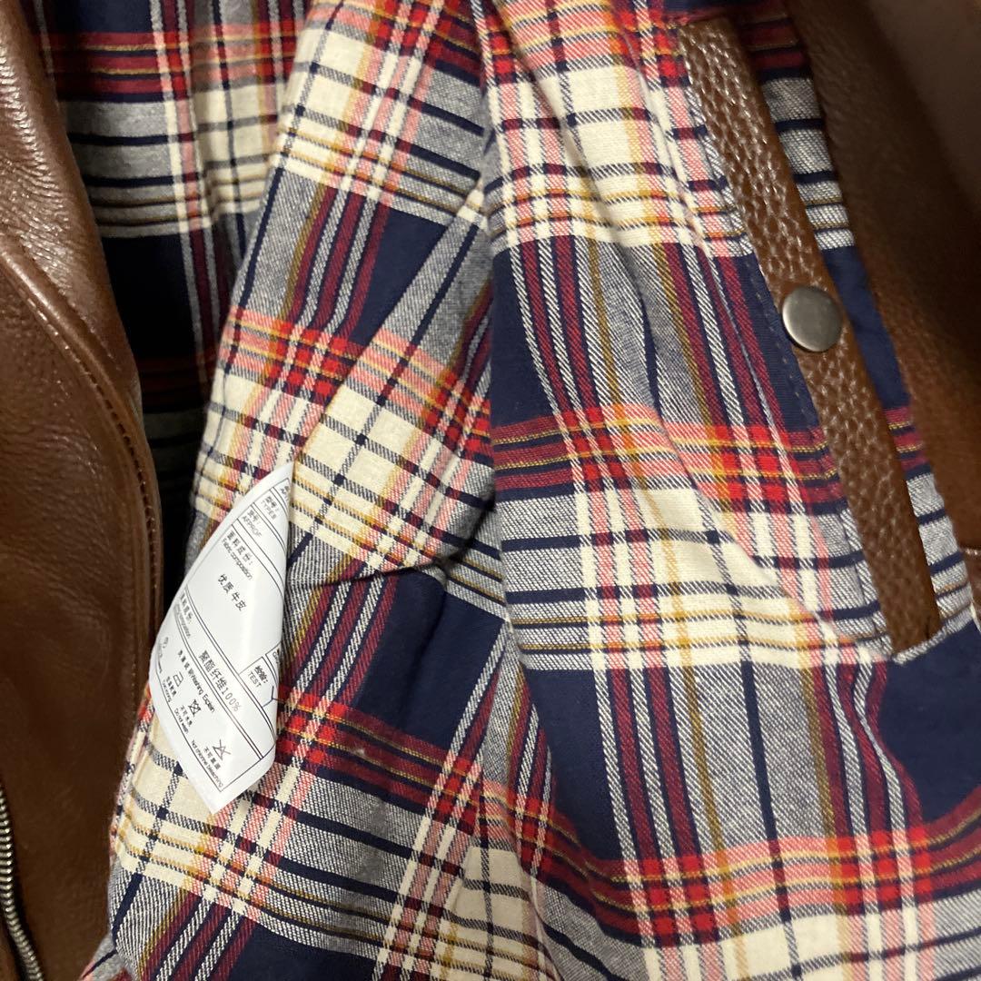 極美品　FORTIME ブラウン レザーダブルライダースジャケット2XL