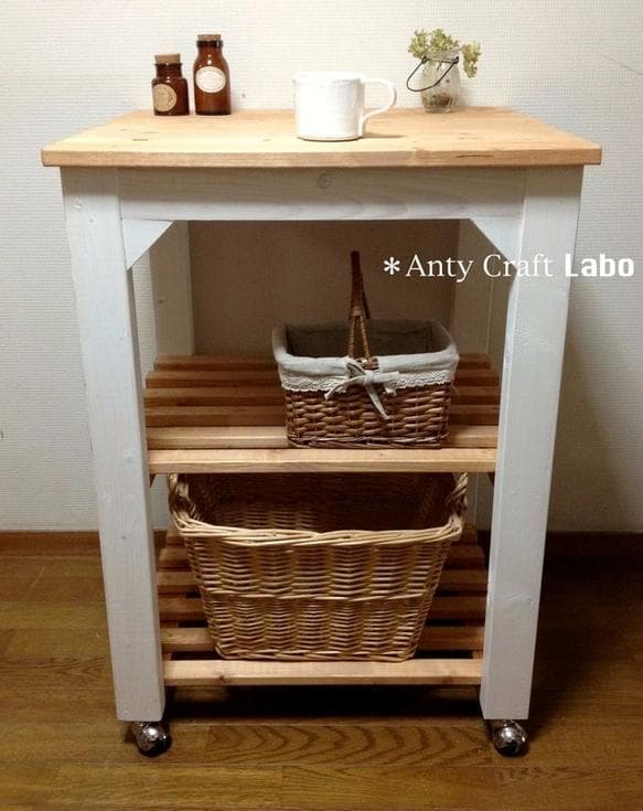 【サイズオーダー可】【引取可能】キッチンワゴン PC台 幅60cm LO/W