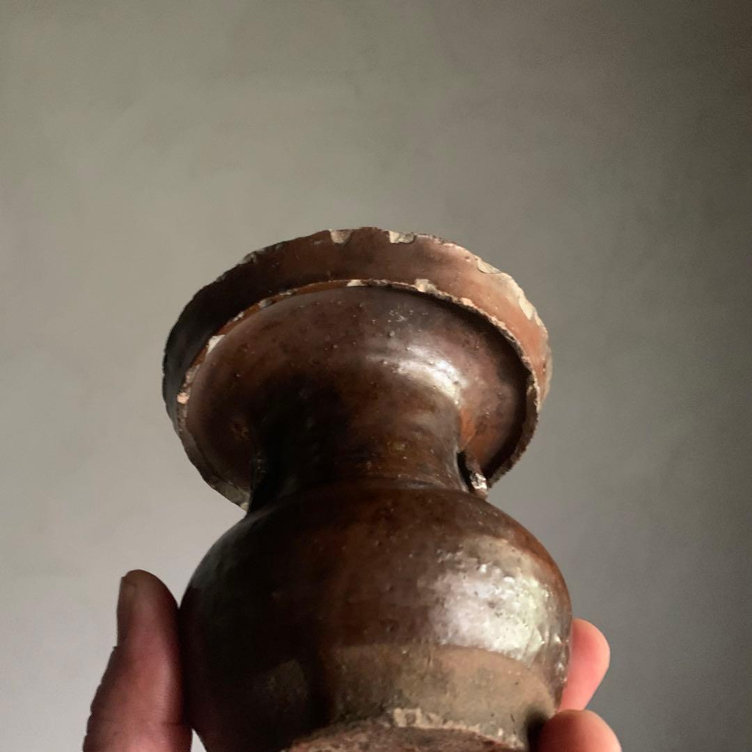 鉄釉 仏花器 江戸後期 美濃 古美術 古道具 アンティーク 花立