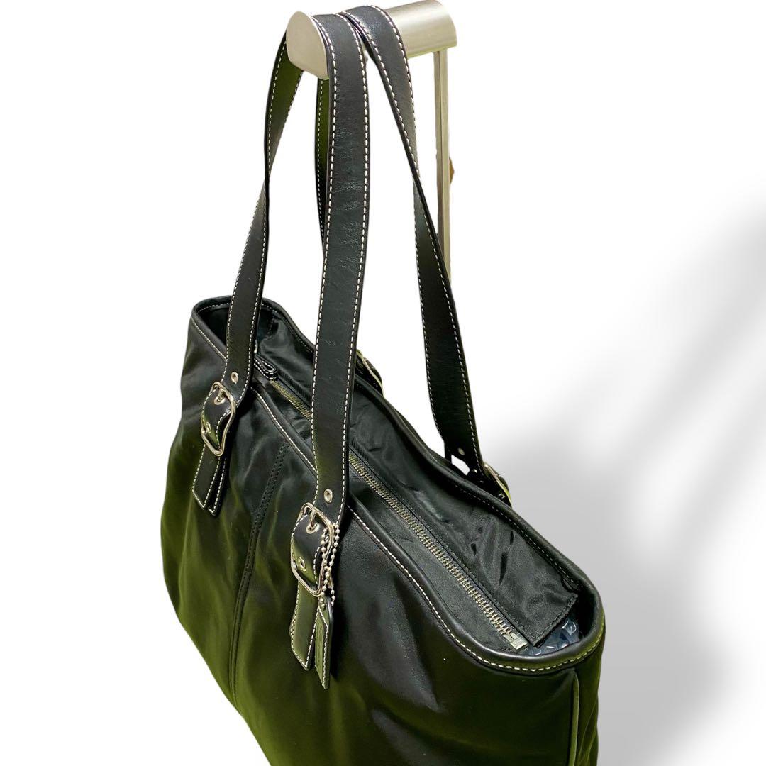 COACHコーチ トートバッグ　ナイロンレザー　ビジネス使用可能　ブラック　黒