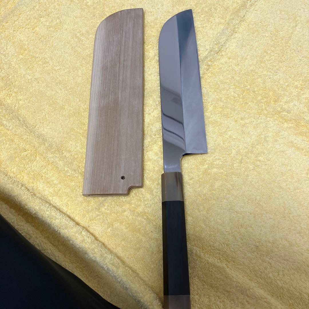 マ*サ様 ④銀三 本焼 薄刃8寸 全鏡面 黒檀柄両水牛角