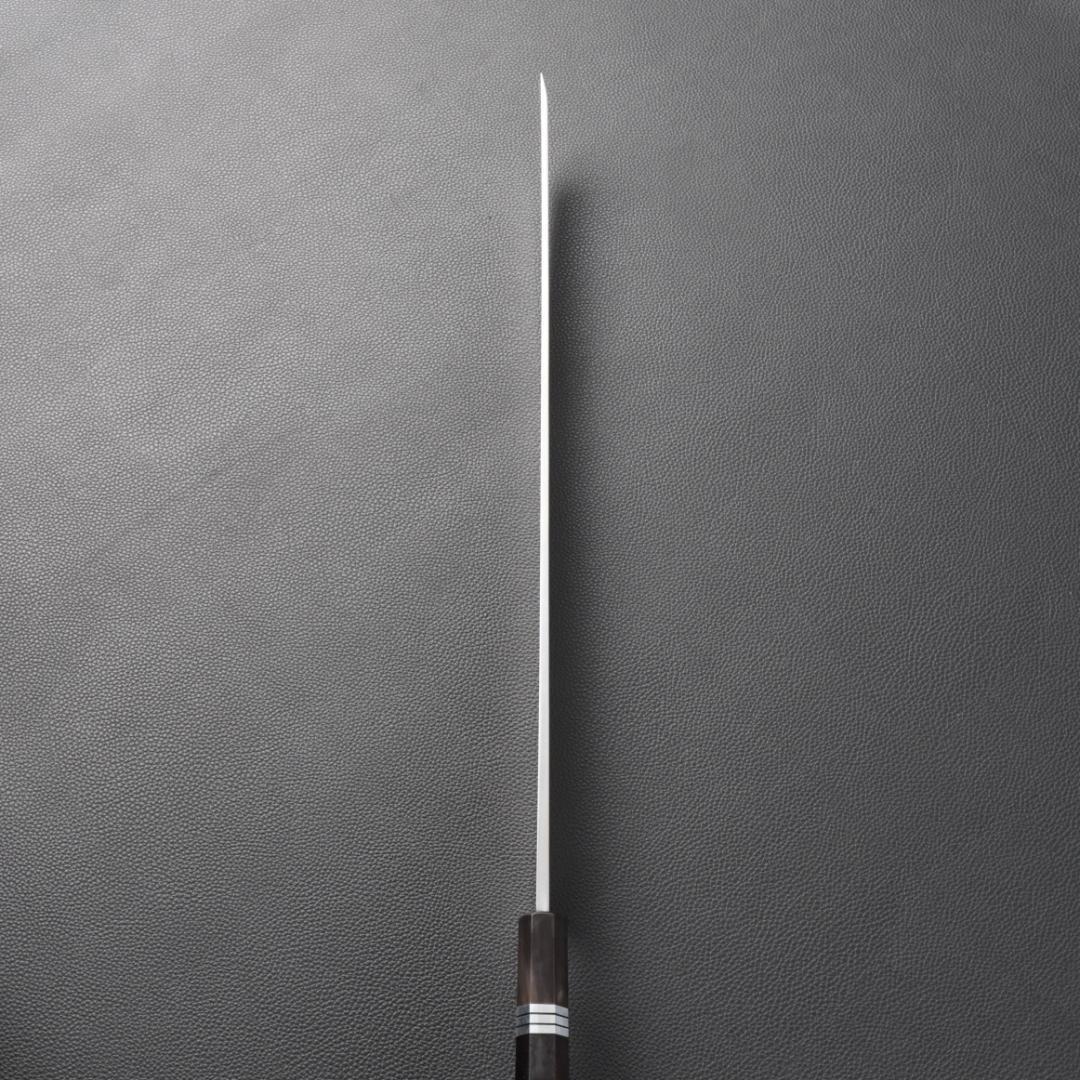 尺三 水本焼 MKH1高炭素鋼 広直刃 先丸柳刃包丁 究極の切れ味 黒檀八角柄