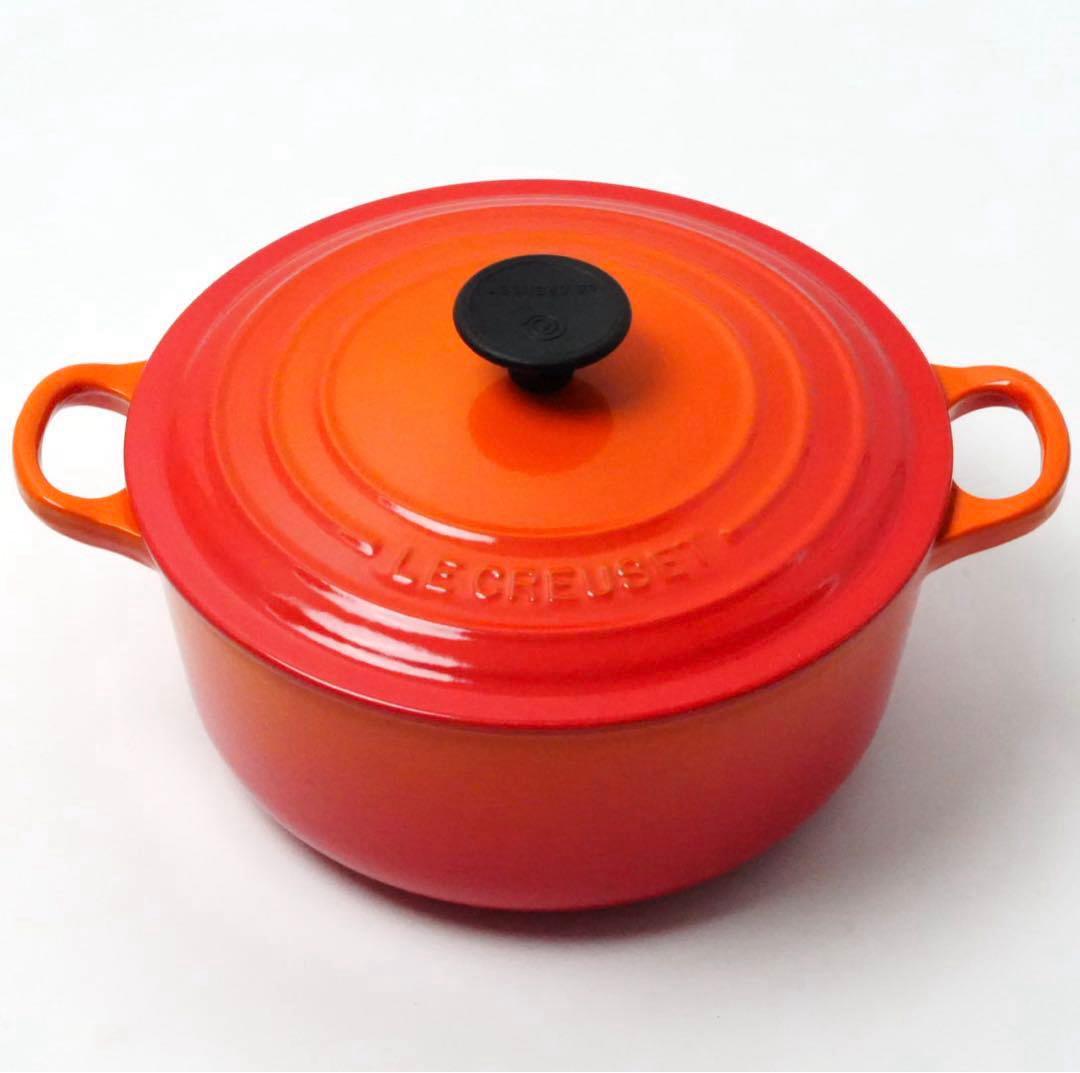 【美品】LE CREUSET　ココット ロンド オレンジ　20cm