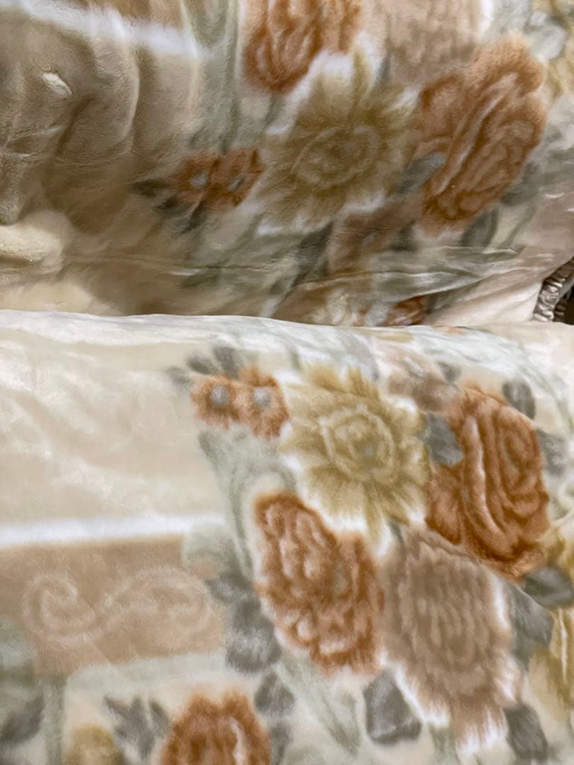 【値下げ】東京西川 カシミヤ・ウール重ね合わせ毛布 シングル 黄色 花