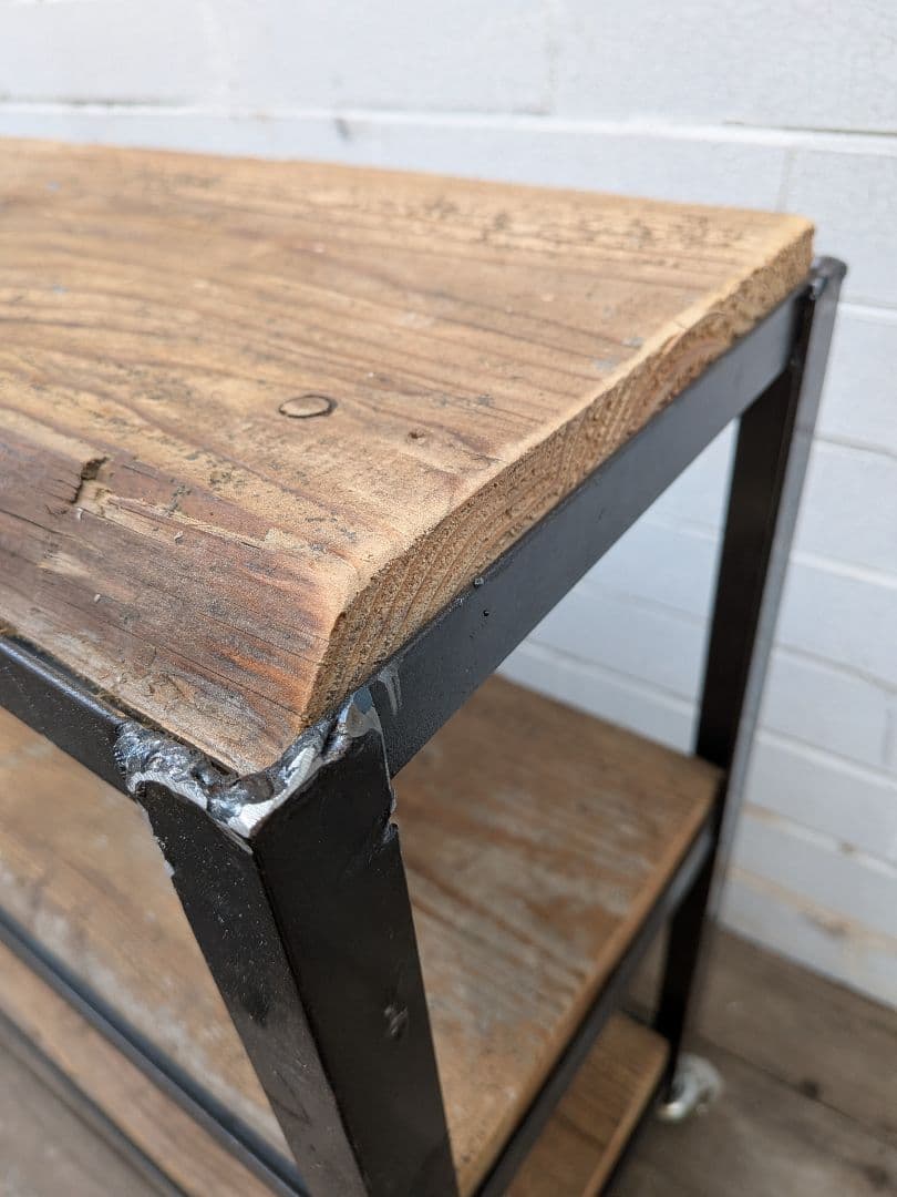 インダストリアルスタイル キャスター付き3段シェルフ