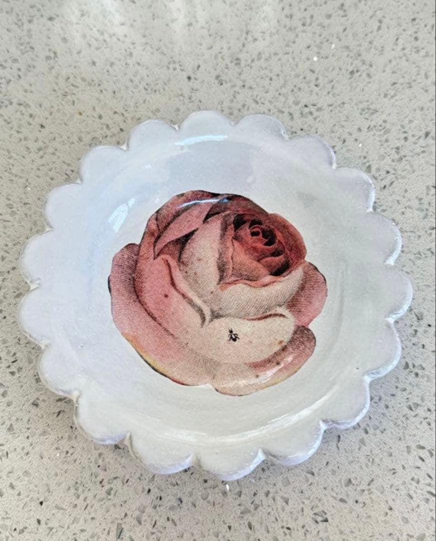 John Derian Rose with Insect ソーサー アスティエ