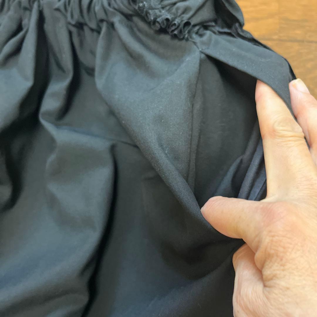 最終タオコムデギャルソン黒ひざ丈スカートXS ウエスト後ろゴムサイズ大きい方にも