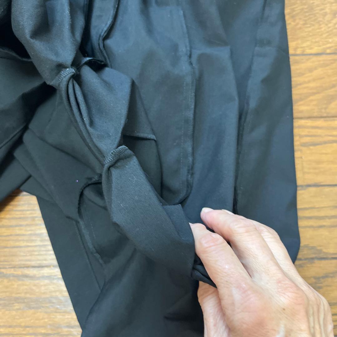 最終タオコムデギャルソン黒ひざ丈スカートXS ウエスト後ろゴムサイズ大きい方にも