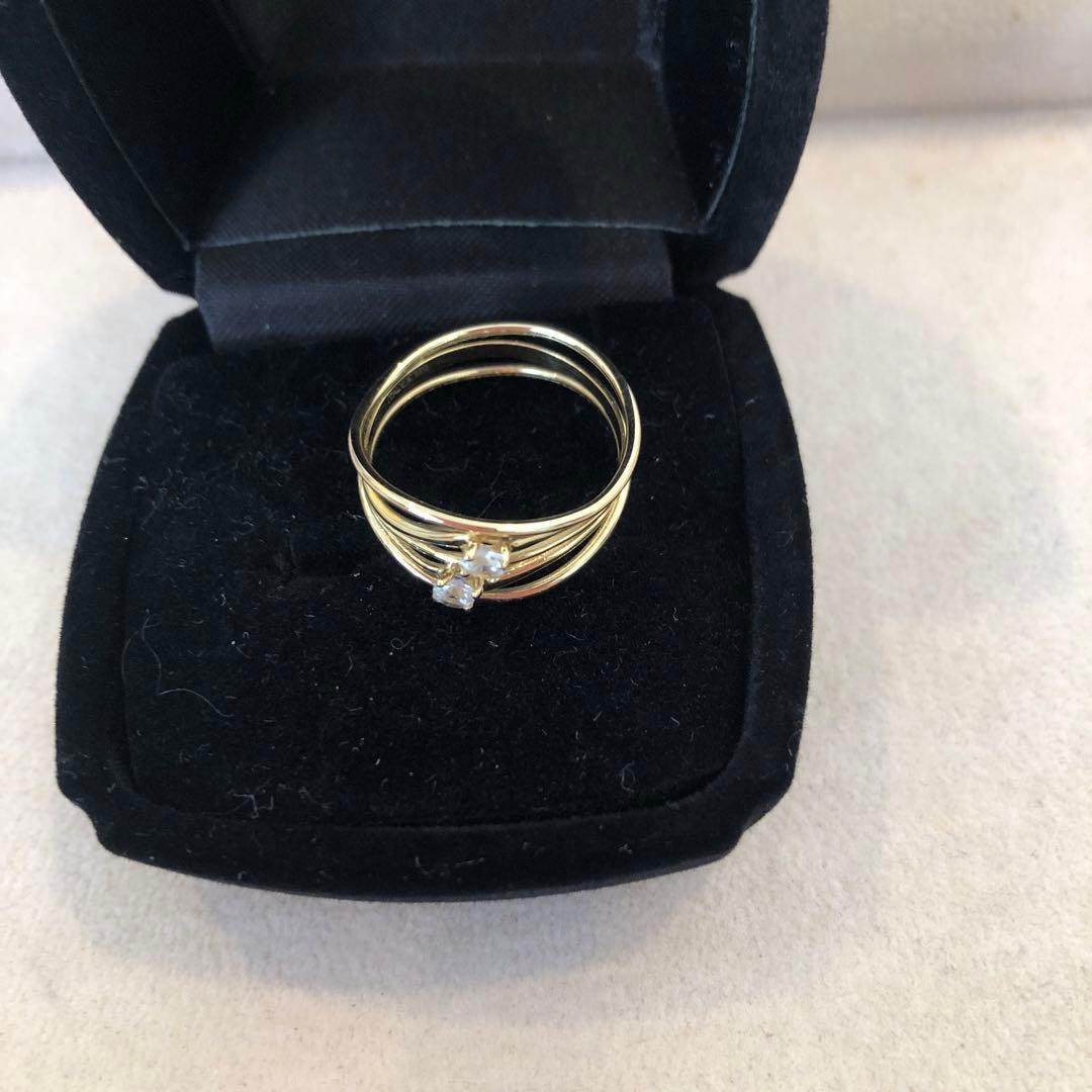 専用⭐︎K18YG 天然ホワイトジルコン リング ITALY GSTV