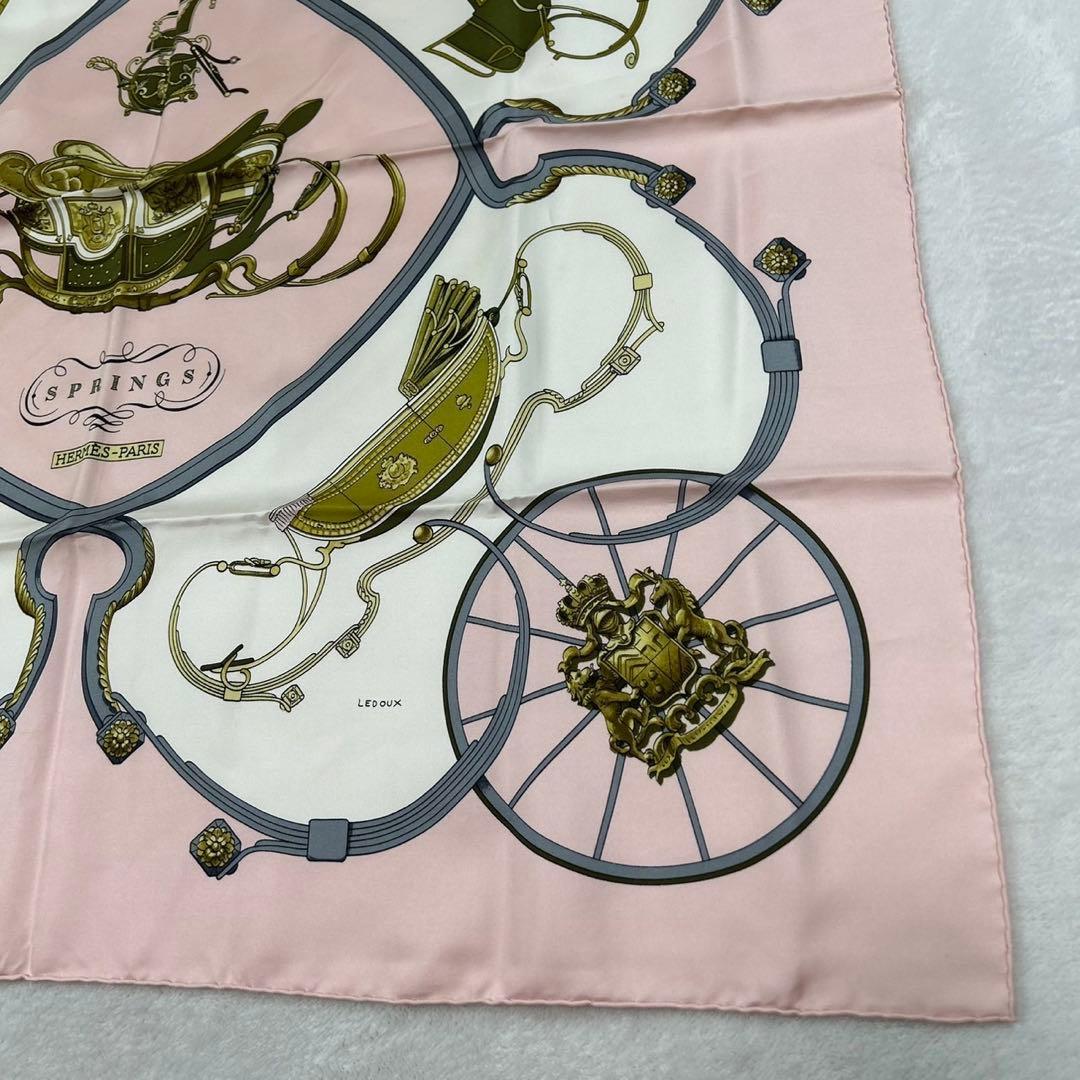 J685 美品 エルメス シルク100% スカーフ ピンク レディース