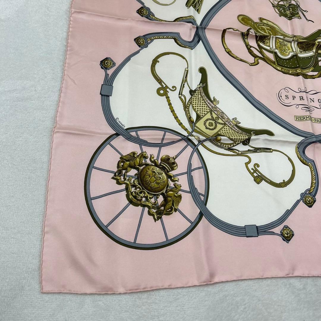 J685 美品 エルメス シルク100% スカーフ ピンク レディース