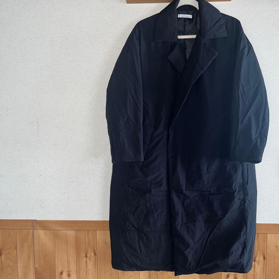 B.C STOCK ワッシャーナイロンダウン チェスターコート　ブラック　S