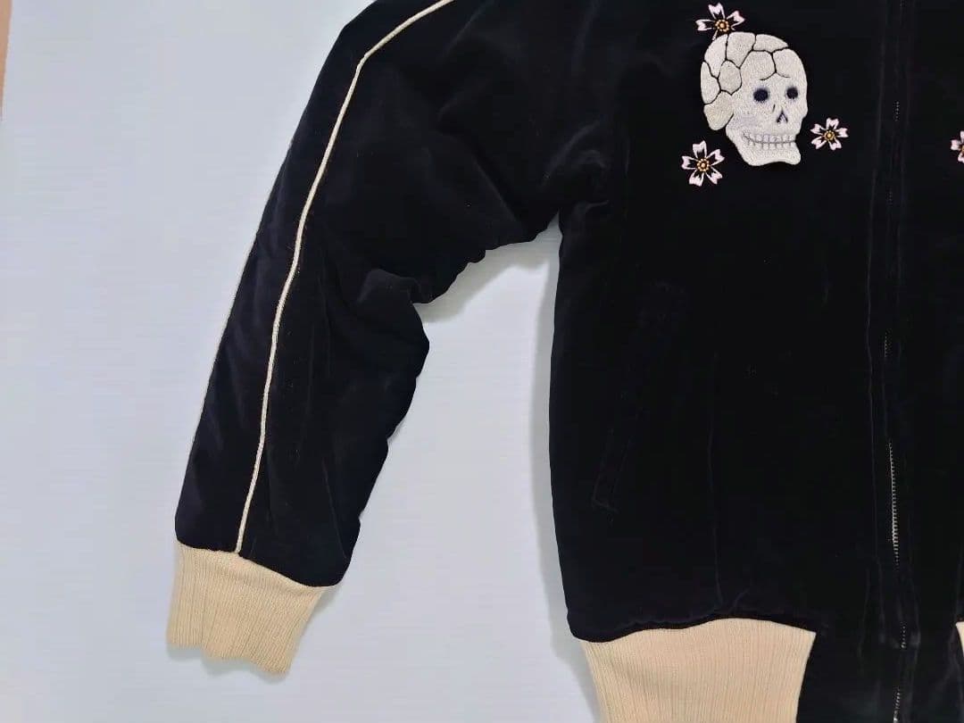 フェローズ　Fellows　黒 ベロア　別珍　ドクロ　ベルベット　 スカジャン