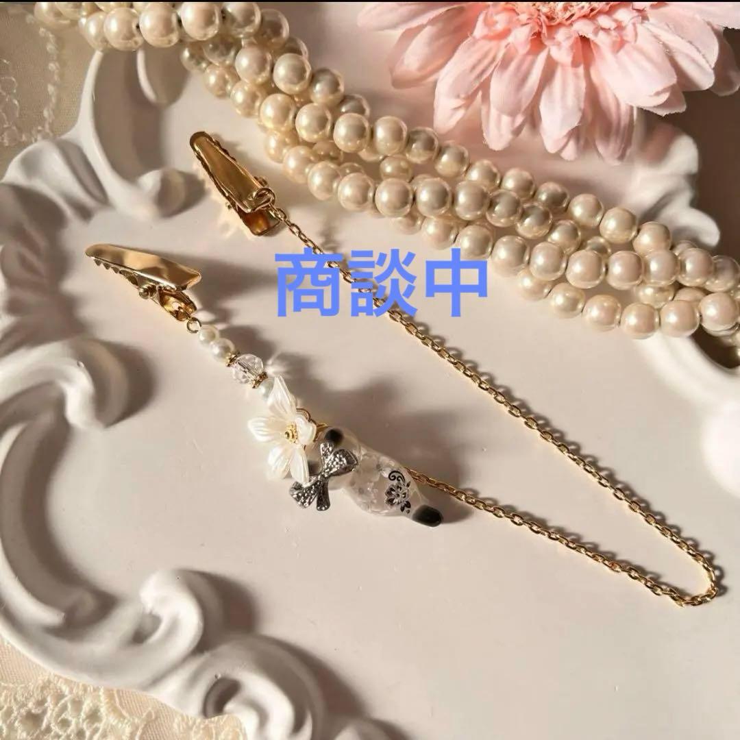 ฅ❤️ 猫　ねこ　花　パール　帽子クリップ　帽子ストラップ　帽子　プレゼント