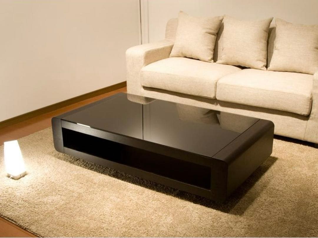 ブラックガラストップリビングテーブル/Loob