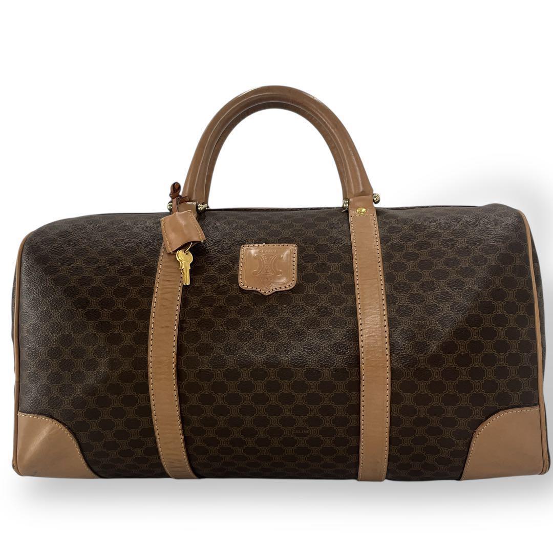 オールド　セリーヌ　マカダム柄　ボストンバッグ　トリオンフ　南京錠　旅行バッグ