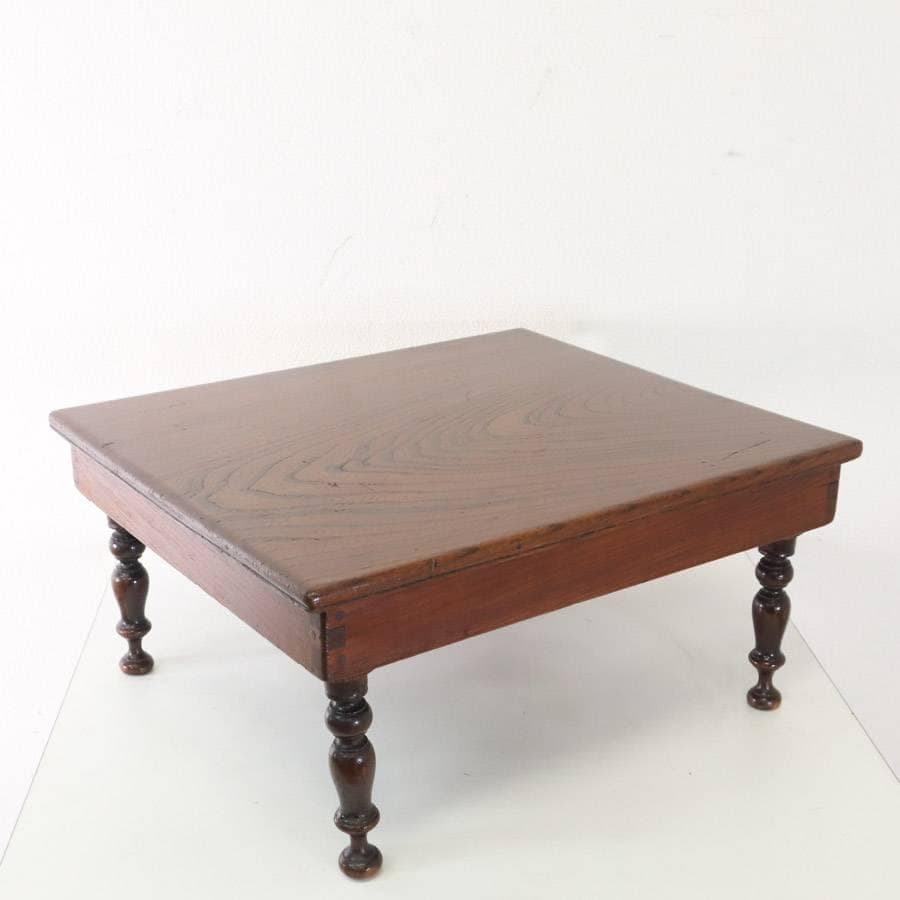 和製アンティーク 欅無垢 美しい杢目 折りたたみ脚 角ちゃぶ台 ローテーブル