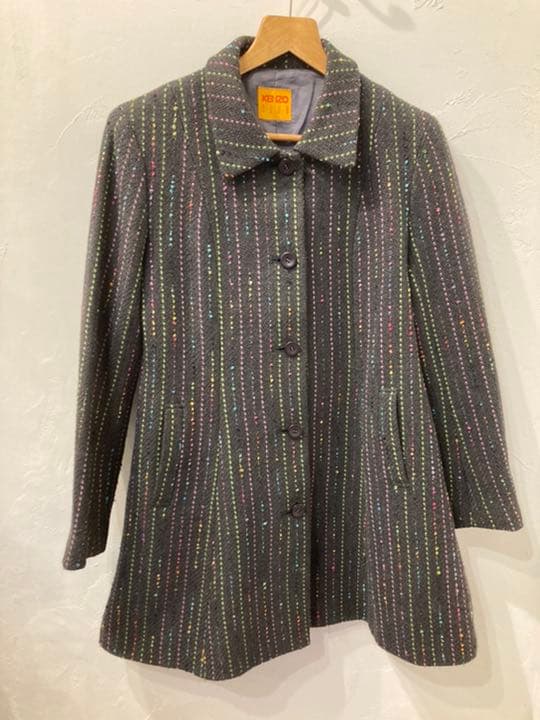 KENZO ウールコート　ツィード38Ａライン