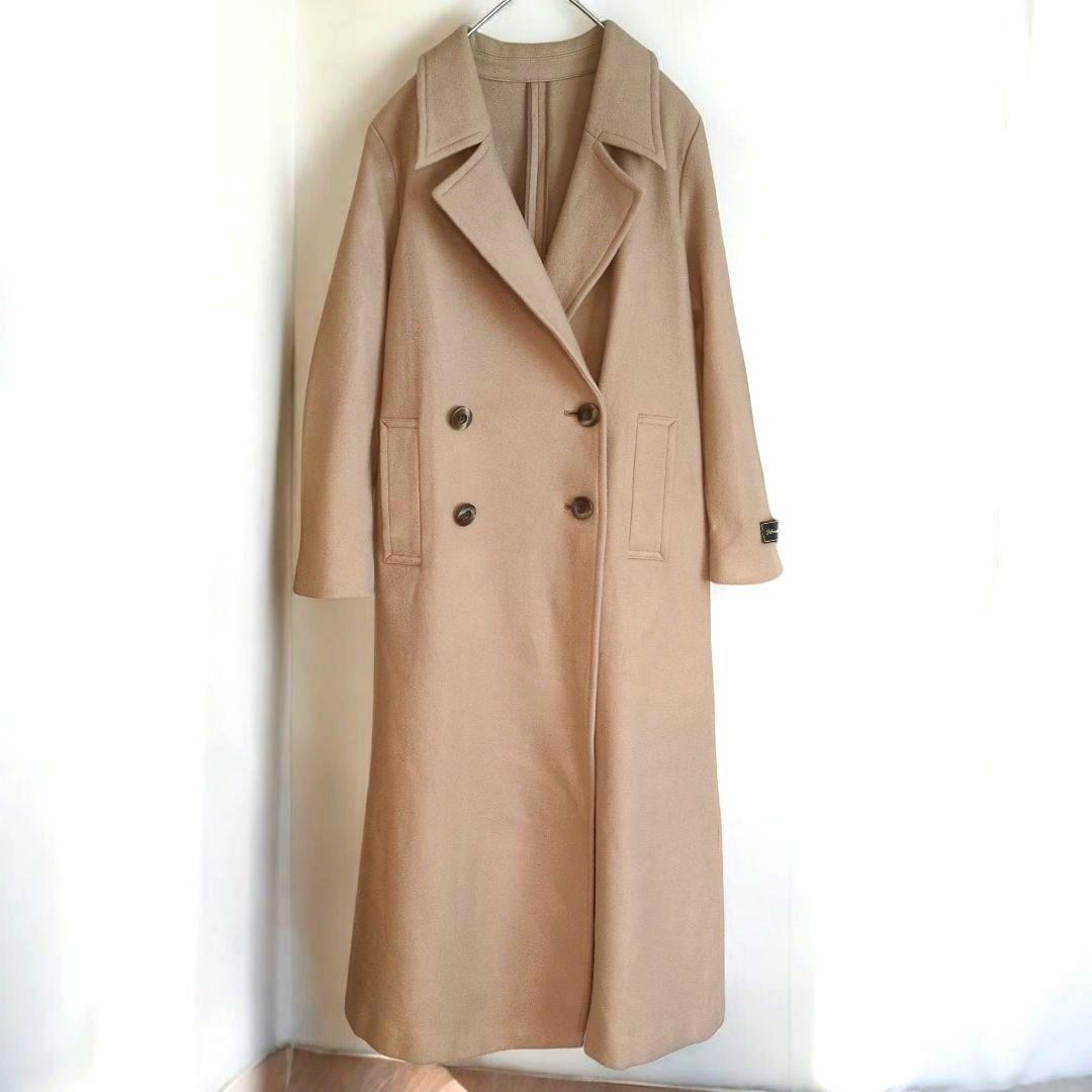 AMERI アメリ リトルフレアロングコート ベージュ M ウール100%