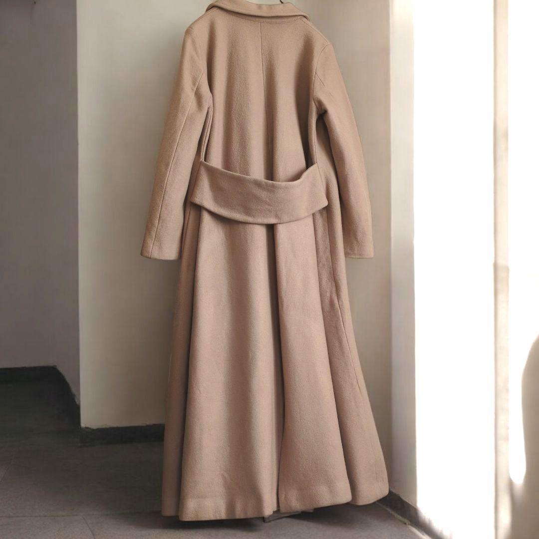 AMERI アメリ リトルフレアロングコート ベージュ M ウール100%